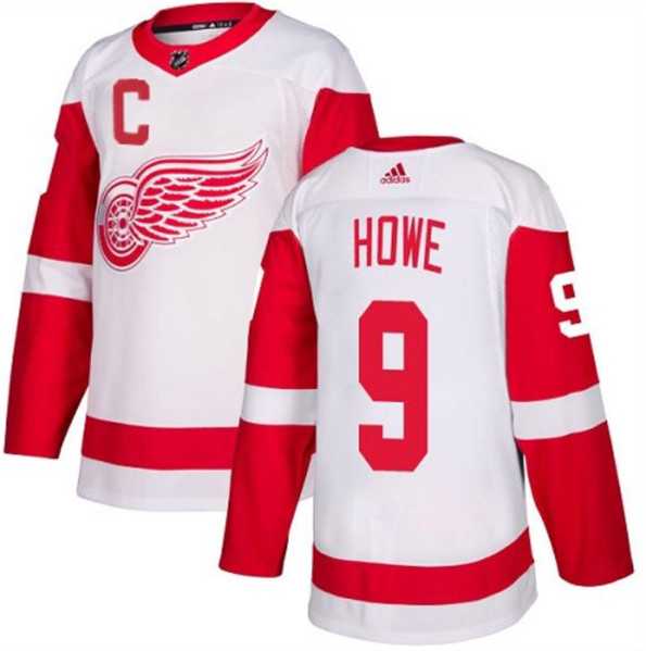Men%27s Detroit Red Wings #9 Gordie Howe White Stitched Jersey Dzhi